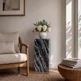 Felix 18" Contemporary Solid Natural Marble Handmade Square Plinth Block Pedestal End Table
