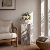 Felix 18" Contemporary Solid Natural Marble Handmade Square Plinth Block Pedestal End Table