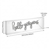 Hello Gorgerous 20" Contemporary Glam Acrylic Box USB Operated LED Neon Light Yellow – DIM