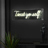 Treat Yo Self 20" Contemporary Glam Acrylic Box USB Operated LED Neon Light - JONATHAN Y