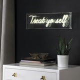 Treat Yo Self 20" Contemporary Glam Acrylic Box USB Operated LED Neon Light - JONATHAN Y