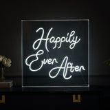 Happily Ever After Square Contemporary Glam Acrylic Box USB Operated LED Neon Light - JONATHAN Y