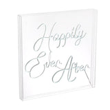 Happily Ever After Square Contemporary Glam Acrylic Box USB Operated LED Neon Light - JONATHAN Y