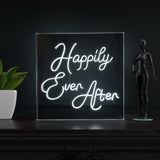 Happily Ever After Square Contemporary Glam Acrylic Box USB Operated LED Neon Light - JONATHAN Y
