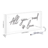 All You Need Is Love 23.63" X 11.75" Contemporary Glam Acrylic Box USB Operated LED Neon Light - JONATHAN Y