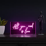 All You Need Is Love 23.63" X 11.75" Contemporary Glam Acrylic Box USB Operated LED Neon Light - JONATHAN Y