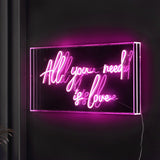 All You Need Is Love 23.63" X 11.75" Contemporary Glam Acrylic Box USB Operated LED Neon Light - JONATHAN Y