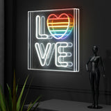 LOVE Square Contemporary Glam Acrylic Box USB Operated LED Neon Light - JONATHAN Y