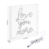 Love You More Square Contemporary Glam Acrylic Box USB Operated LED Neon Light - JONATHAN Y