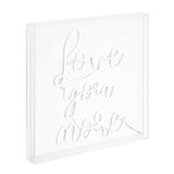 Love You More Square Contemporary Glam Acrylic Box USB Operated LED Neon Light - JONATHAN Y