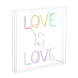 Love Is Love Square Contemporary Glam Acrylic Box USB Operated LED Neon Light - JONATHAN Y