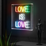 Love Is Love Square Contemporary Glam Acrylic Box USB Operated LED Neon Light - JONATHAN Y