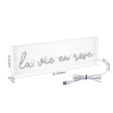 La Vie En Rose Contemporary Glam Acrylic Box USB Operated LED Neon Light - JONATHAN Y