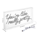 You're Like Really Pretty Contemporary Glam Acrylic Box USB Operated LED Neon Light - JONATHAN Y