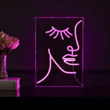 Half-Face Contemporary Glam Acrylic Box USB Operated LED Neon Light - JONATHAN Y