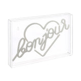 Bonjour Heart Contemporary Glam Acrylic Box USB Operated LED Neon Light - JONATHAN Y