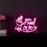 All You Need Is Love Contemporary Glam Acrylic Box USB Operated LED Neon Light - JONATHAN Y