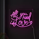 All You Need Is Love Contemporary Glam Acrylic Box USB Operated LED Neon Light - JONATHAN Y
