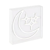 Starry Crescent Square Contemporary Glam Acrylic Box USB Operated LED Neon Light - JONATHAN Y