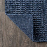 Pata Hand Woven Chunky Jute Area Rug Navy / Square / 5' Square – BACK