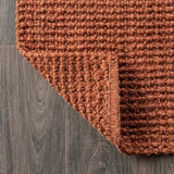 Pata Hand Woven Chunky Jute Area Rug Terracotta / Runner / 2'2" X 8' – BACK