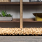 Pata Hand Woven Chunky Jute With Fringe Area Rug