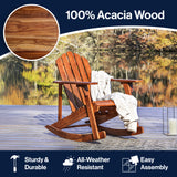 Kiawah Outdoor Patio Classic Acacia Wood Adirondack Rocking Chair