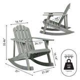 Kiawah Outdoor Patio Classic Acacia Wood Adirondack Rocking Chair - JONATHAN Y