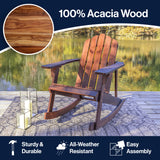 Kiawah Outdoor Patio Classic Acacia Wood Adirondack Rocking Chair