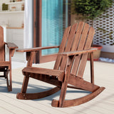 Kiawah Outdoor Patio Classic Acacia Wood Adirondack Rocking Chair - JONATHAN Y
