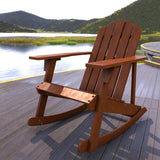 Kiawah Outdoor Patio Classic Acacia Wood Adirondack Rocking Chair - JONATHAN Y