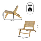 Leo Mid-Century Modern Wood Armless Outdoor Patio Chair