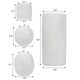 Linden Modern Minimalist Handmade Concrete Organic Sculptural Cylinder and Round Planter Set with Drainage Holes
