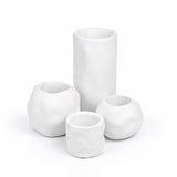 Linden Modern Minimalist Handmade Concrete Organic Sculptural Cylinder and Round Planter Set with Drainage Holes