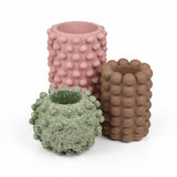 Maren Modern Minimalist Handmade Concrete Bubble Cylinder and Round Planter Set