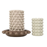 Petra Modern Minimalist Handmade Concrete Bubble Cylinder Vase Set with Decorative Tray