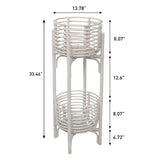 Zachariah 33.5" Bohemian Minimalist Handmade 2-Tier Rattan Indoor Planter Stand
