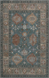 Kisara Oushak Style Distressed Border Non-slip Machine-washable Area Rug
