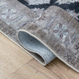 Kisara Oushak Style Distressed Border Non-slip Machine-washable Area Rug