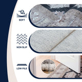 Kisara Oushak Style Distressed Border Non-slip Machine-washable Area Rug