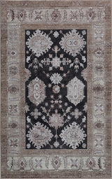 Kisara Oushak Style Distressed Border Non-slip Machine-washable Area Rug