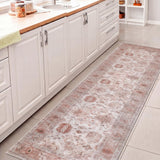 Kisara Oushak Style Distressed Border Non-slip Machine-washable Area Rug