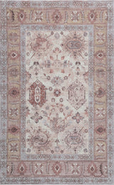 Kisara Oushak Style Distressed Border Non-slip Machine-washable Area Rug