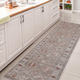 Kisara Oushak Style Distressed Border Non-slip Machine-washable Area Rug