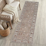 Kisara Oushak Style Distressed Border Non-slip Machine-washable Area Rug