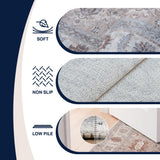 Kisara Oushak Style Distressed Border Non-slip Machine-washable Area Rug