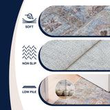 Kisara Oushak Style Distressed Border Non-slip Machine-washable Area Rug
