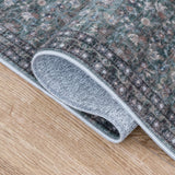 Petunia Distressed All-over Floral Border Non-slip Machine-washable Area Rug