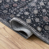 Petunia Distressed All-over Floral Border Non-slip Machine-washable Area Rug