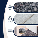 Petunia Distressed All-over Floral Border Non-slip Machine-washable Area Rug
